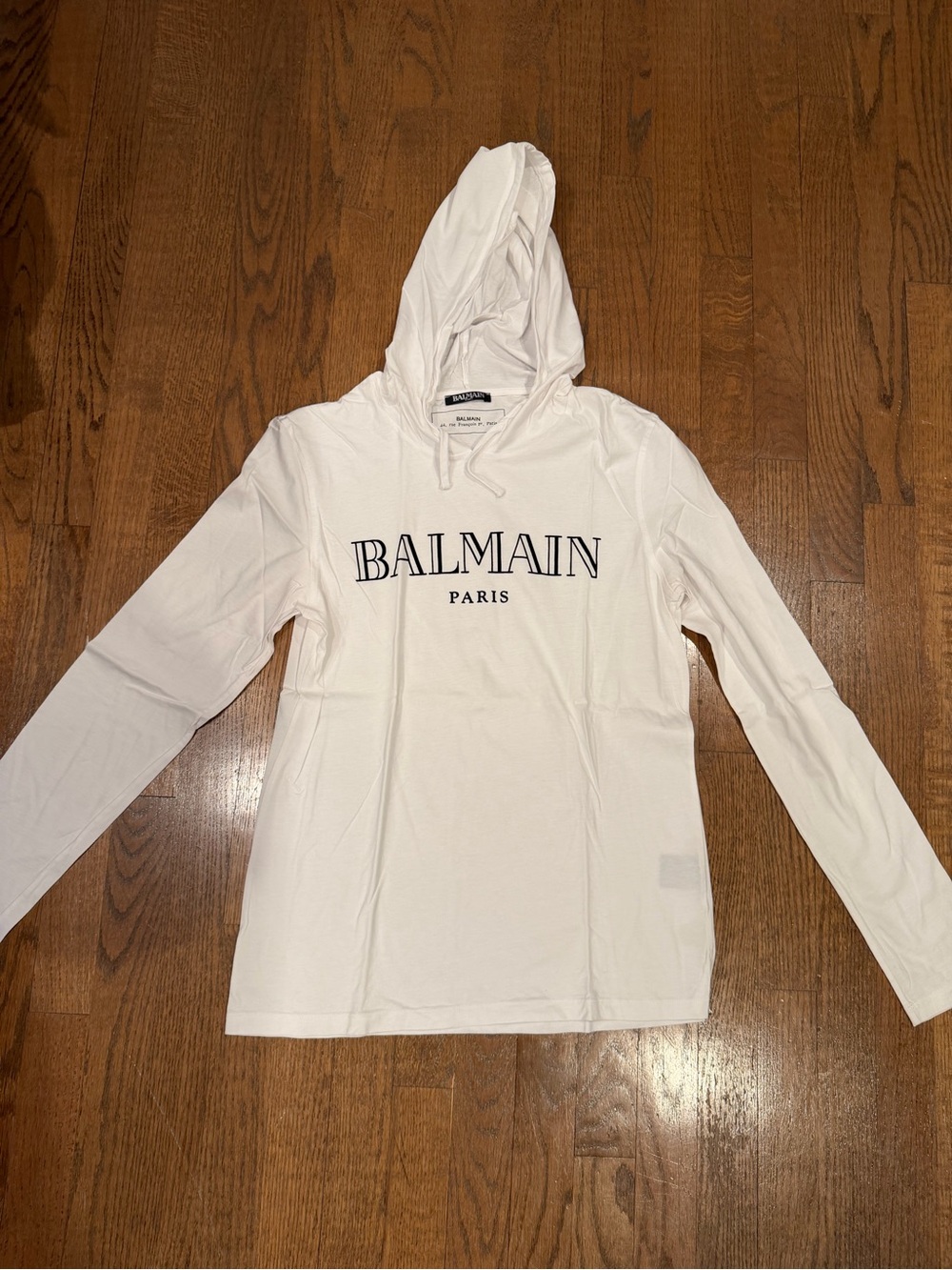 Balmain White Hoodie with Black Logo